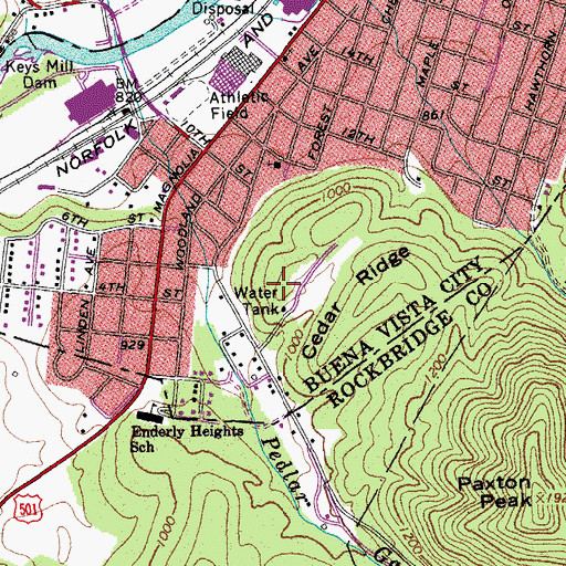 Topographic Map of Parry McCluer High School, VA