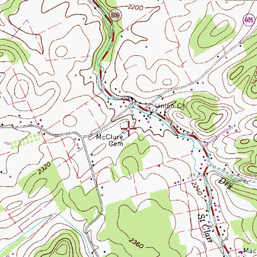 Topographic Map of McClure Cemetery, VA
