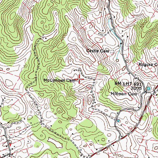 Topographic Map of McConnell Cemetery, VA