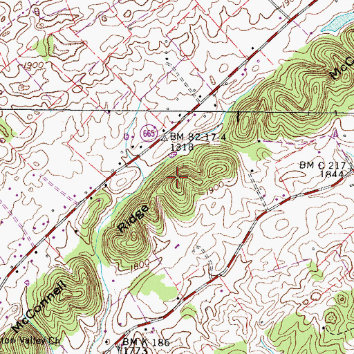 Topographic Map of McConnell Ridge, VA