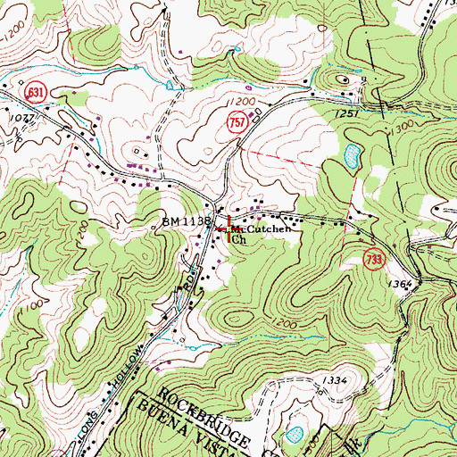 Topographic Map of McCutchen Church, VA