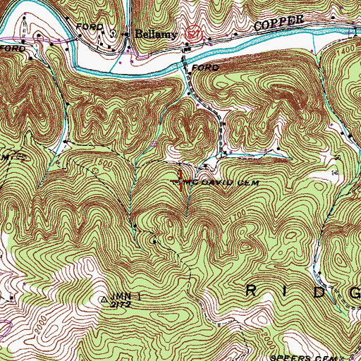 Topographic Map of McDavid Cemetery, VA