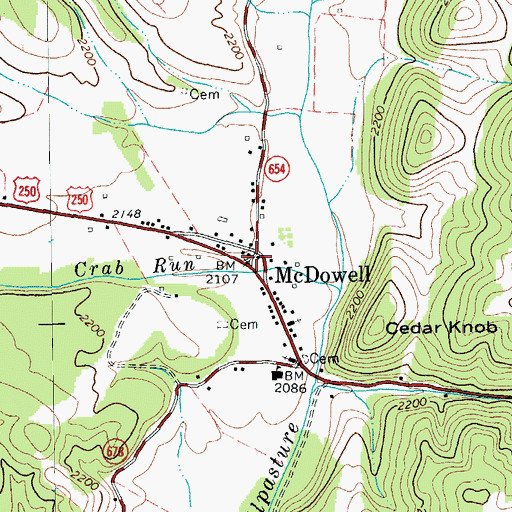 Topographic Map of McDowell, VA