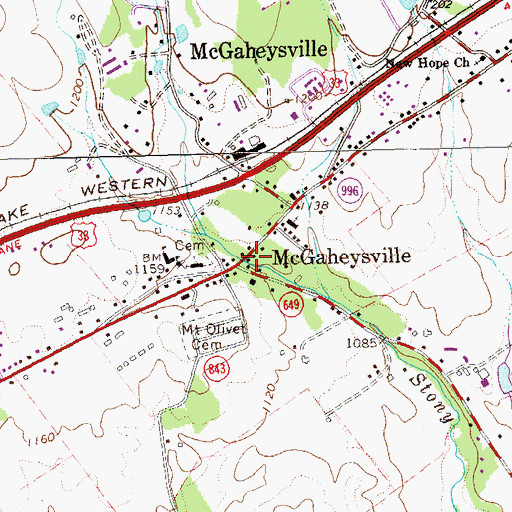 Topographic Map of McGaheysville, VA