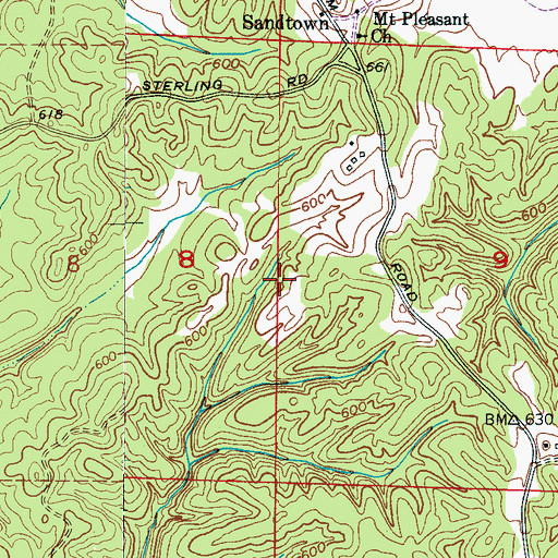 Topographic Map of Sandtown Cemetery, AL