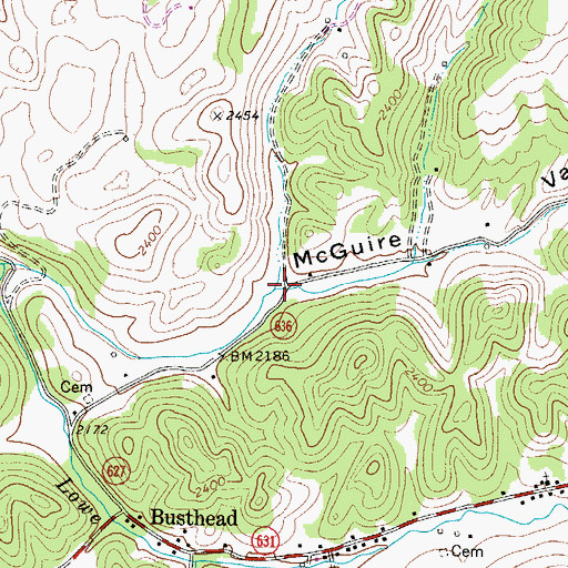 Topographic Map of McGuire Valley, VA