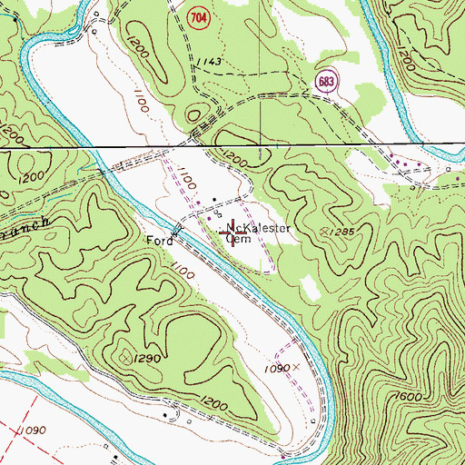 Topographic Map of McKalester Cemetery, VA
