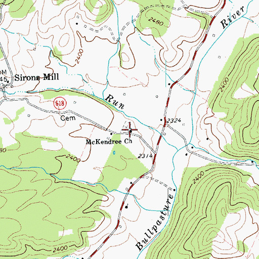 Topographic Map of McKendree Church, VA