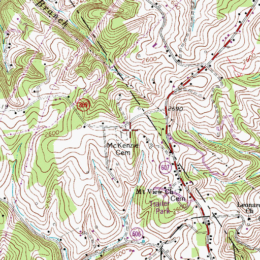 Topographic Map of McKenzie Cemetery, VA
