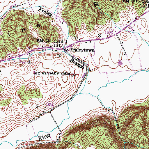 Topographic Map of McKinney Cemetery, VA