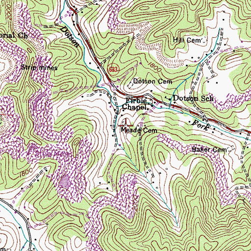 Topographic Map of Meade Cemetery, VA