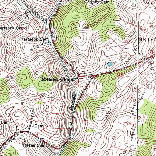 Topographic Map of Meades Chapel, VA
