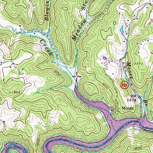 Topographic Map of Meadow Branch, VA