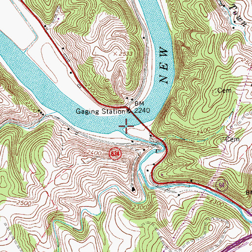 Topographic Map of Meadow Creek, VA