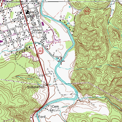 Topographic Map of Meadow Creek, VA
