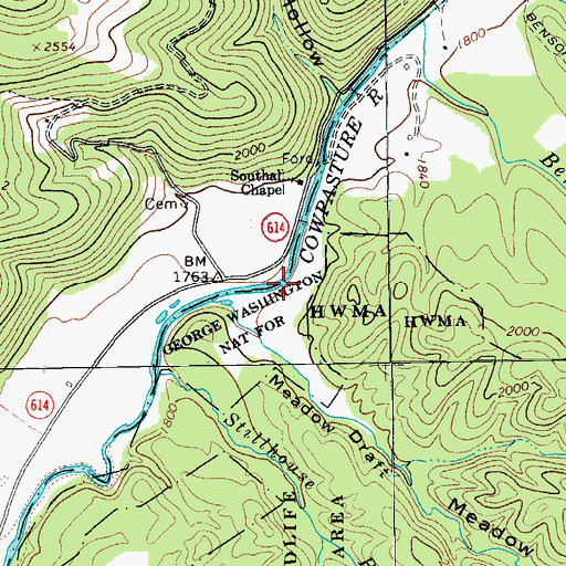 Topographic Map of Meadow Draft, VA