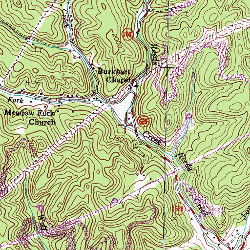 Topographic Map of Meadow Fork, VA