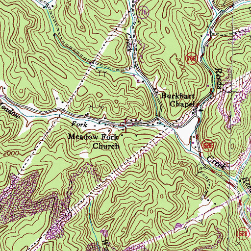 Topographic Map of Meadow Fork Church, VA