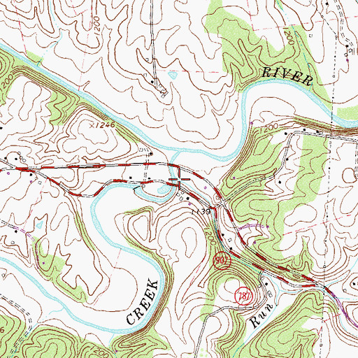 Topographic Map of Meadow Run, VA
