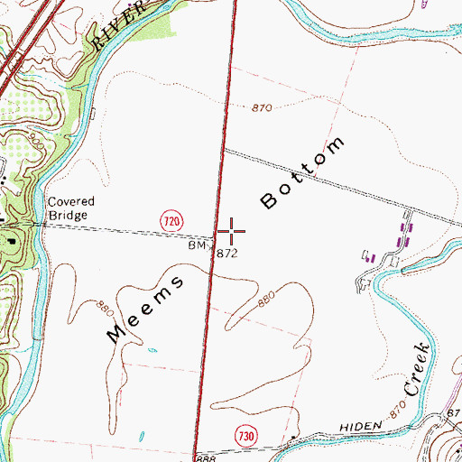 Topographic Map of Meems Bottom, VA