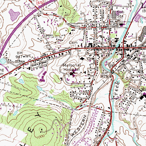 Topographic Map of Page Memorial Hospital, VA