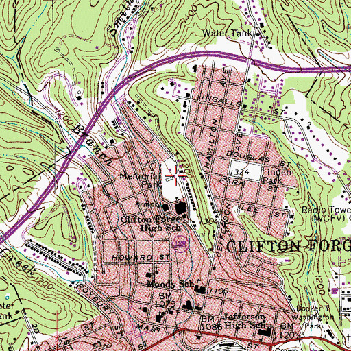 Topographic Map of Memorial Park, VA