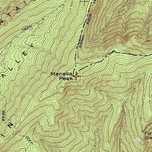 Topographic Map of Meneka Peak, VA