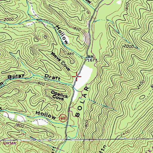 Topographic Map of Meva Cove, VA