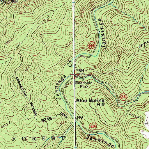 Topographic Map of Middle Creek, VA