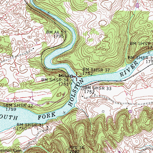 Topographic Map of Middle Fork Holston River, VA