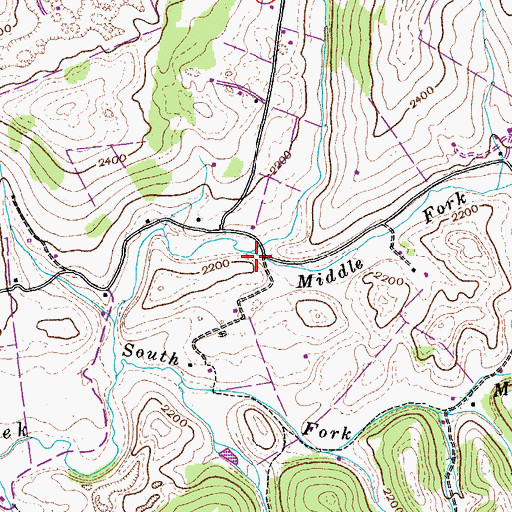 Topographic Map of Middle Fork Moccasin Creek, VA