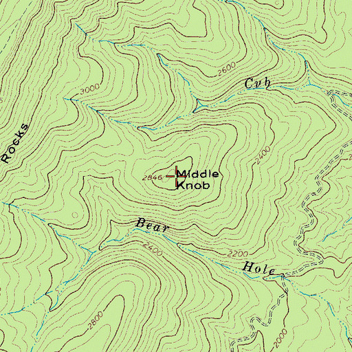 Topographic Map of Middle Knob, VA