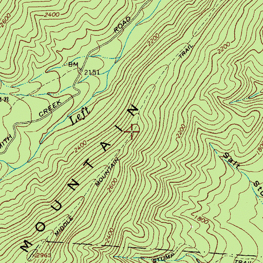 Topographic Map of Middle Mountain Trail, VA