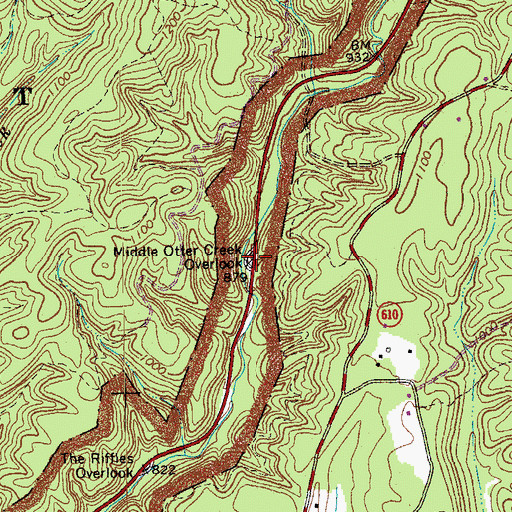 Topographic Map of Middle Otter Creek Overlook, VA