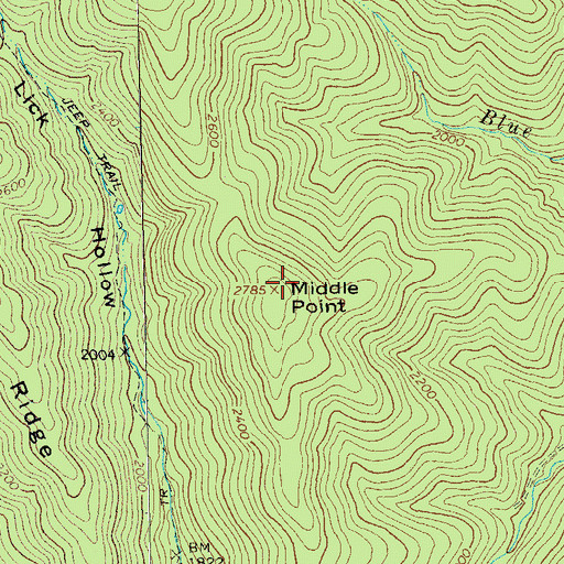 Topographic Map of Middle Point, VA