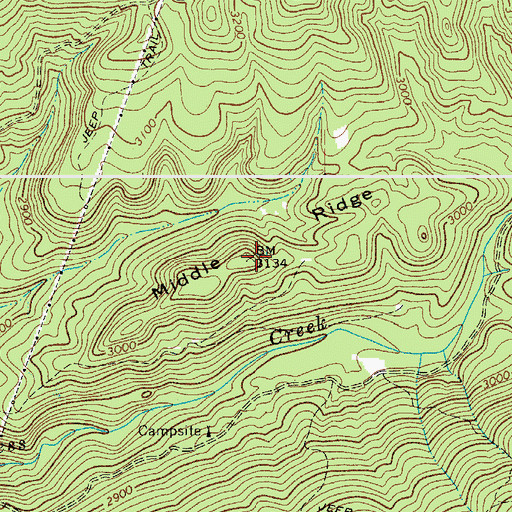 Topographic Map of Middle Ridge, VA