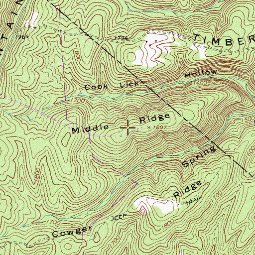 Topographic Map of Middle Ridge, VA