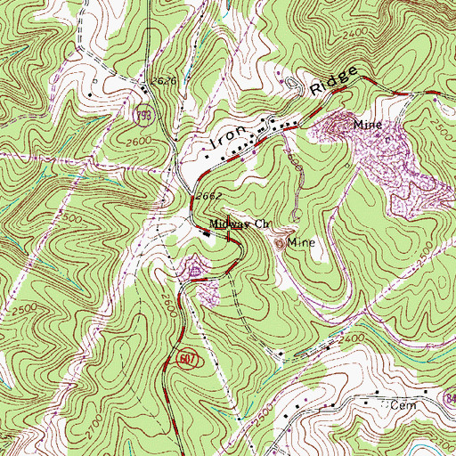 Topographic Map of Midway Church, VA