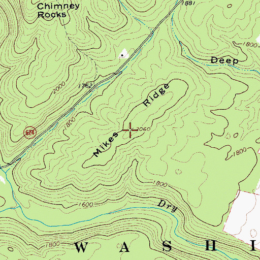 Topographic Map of Mikes Ridge, VA