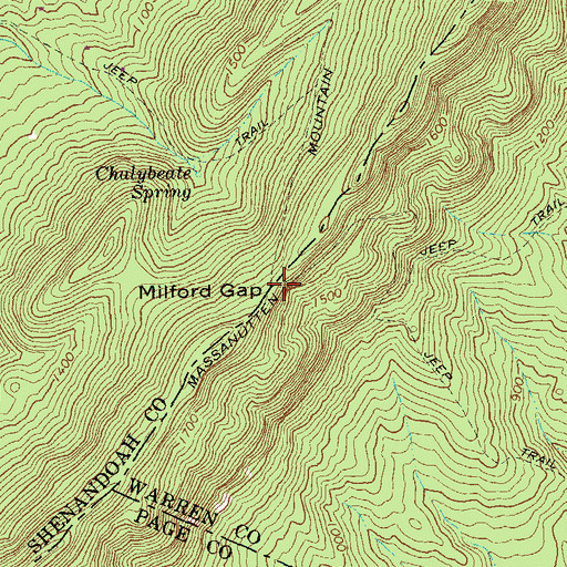 Topographic Map of Milford Gap, VA