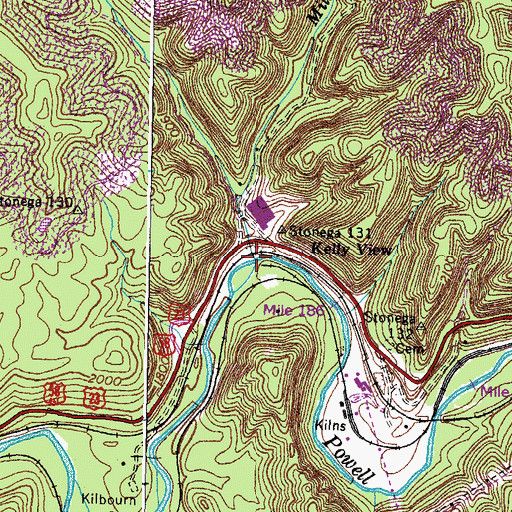 Topographic Map of Mill Branch, VA