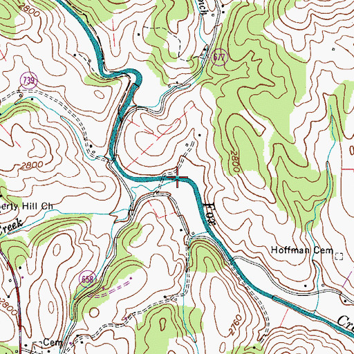 Topographic Map of Mill Creek, VA