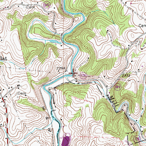 Topographic Map of Mill Creek, VA