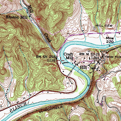 Topographic Map of Mill Creek, VA