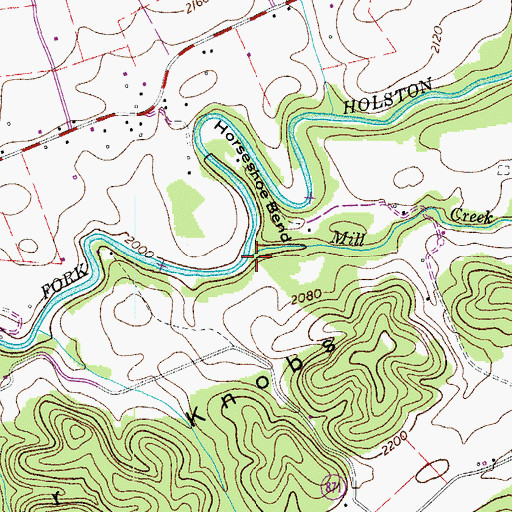 Topographic Map of Mill Creek, VA
