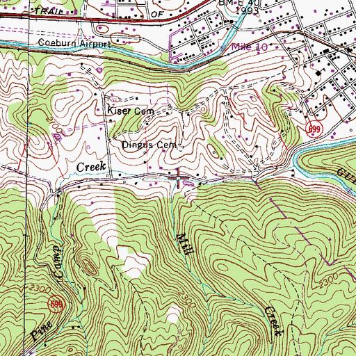 Topographic Map of Mill Creek, VA
