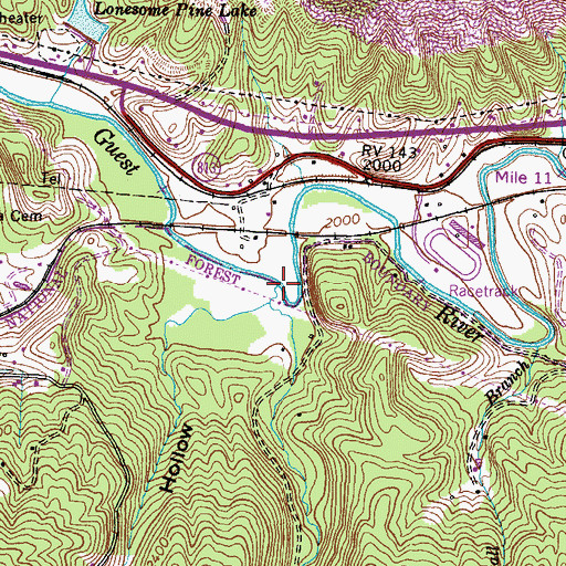 Topographic Map of Mill Creek, VA