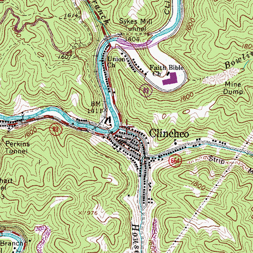 Topographic Map of Mill Creek, VA