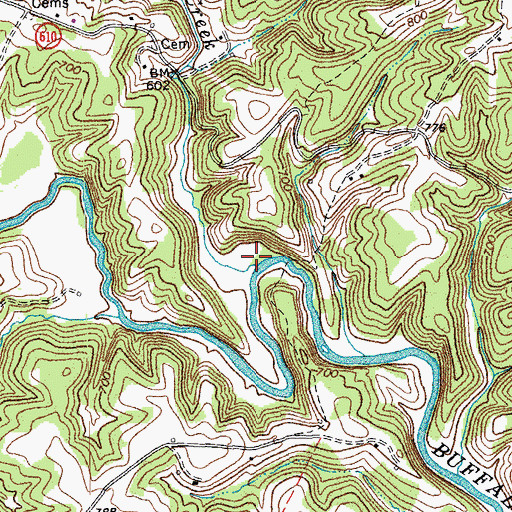 Topographic Map of Mill Creek, VA