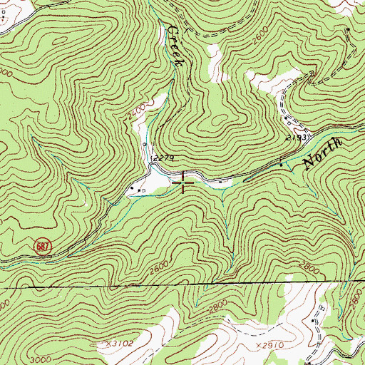 Topographic Map of Mill Creek, VA
